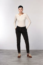 New York Slim pantalone chino donna in velluto a costa grande slim fit ①