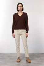 New York Slim Chinohose für Damen aus breit geripptem Samt mit slim fit ①
