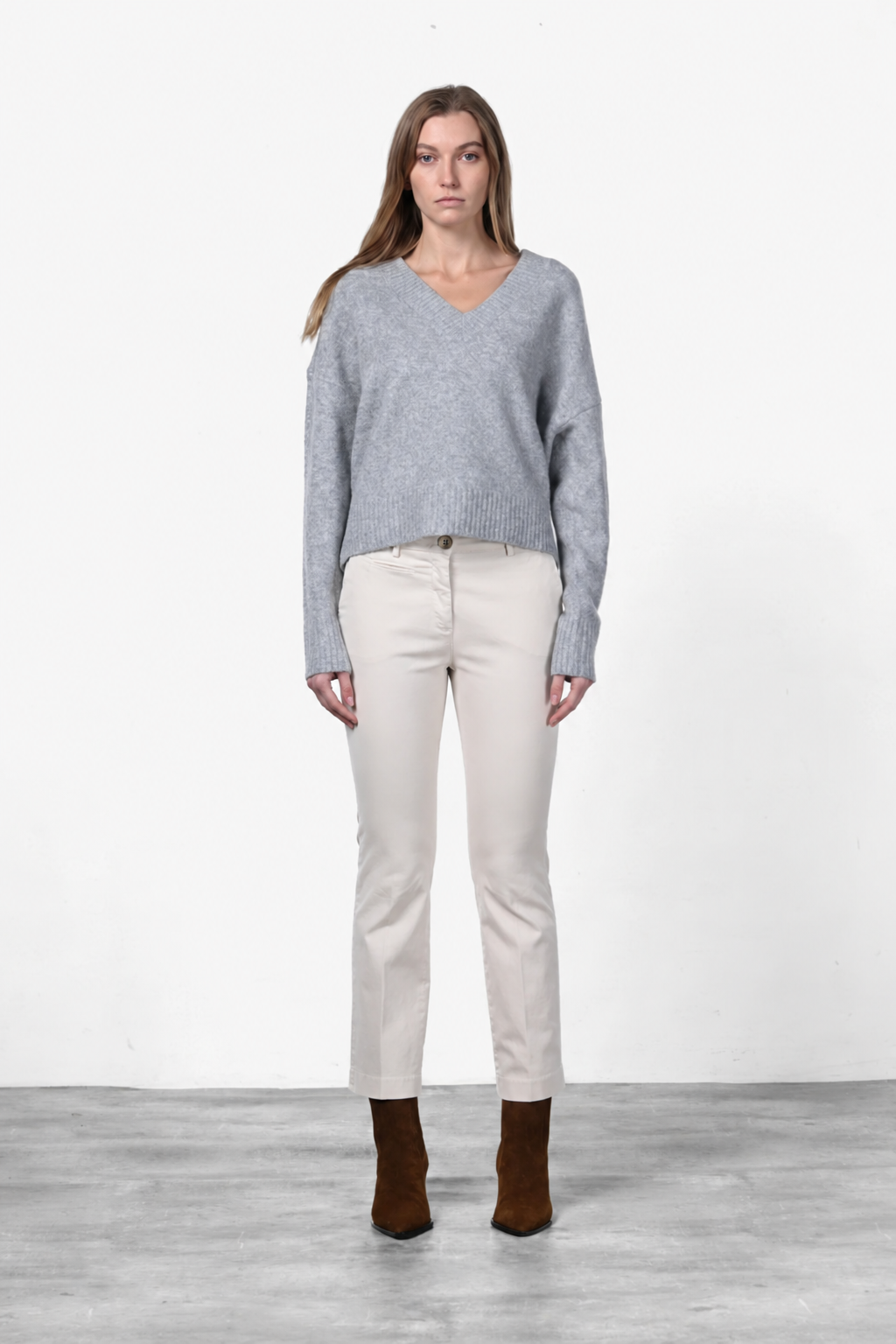 New York Trumpet pantalone chino donna in gabardina slim fit ①