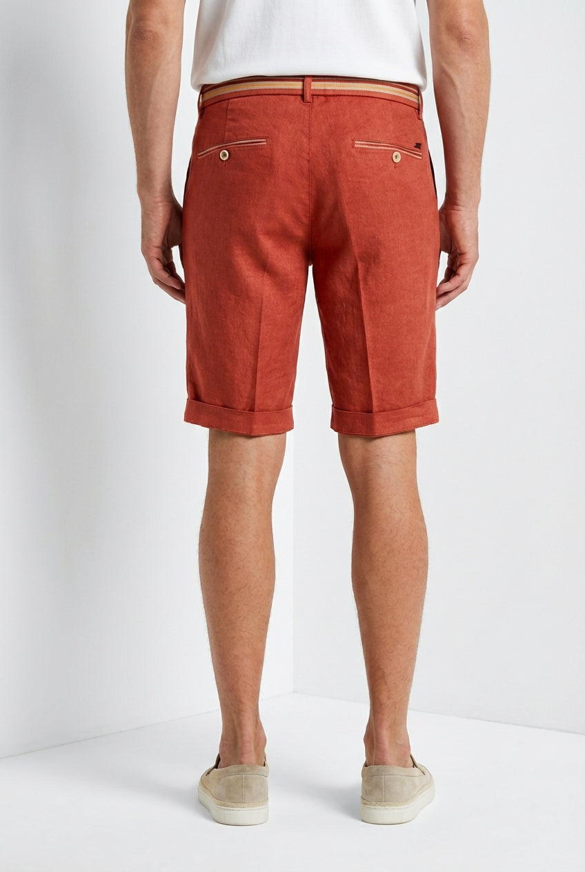 Torino Oxford bermuda chino homme en twill de lin et coton slim fit