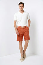 Torino Oxford bermuda chino uomo in twill di lino e cotone slim fit