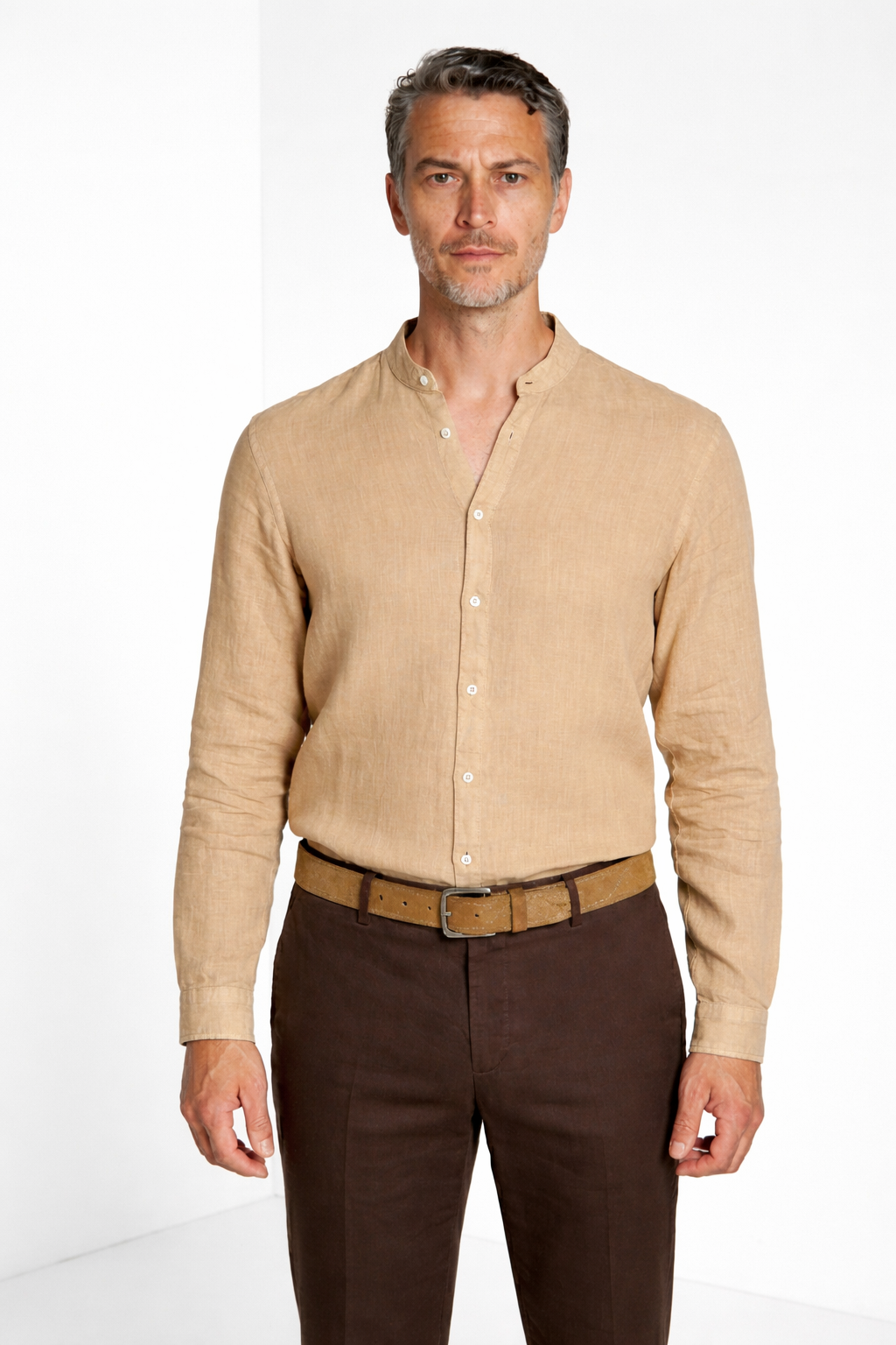 Porto camicia uomo in tela lino ①
