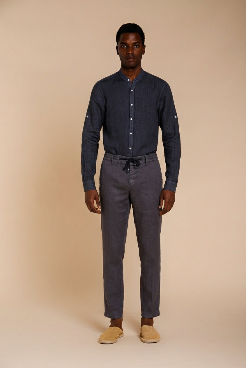 Porto camicia uomo in tela lino ①