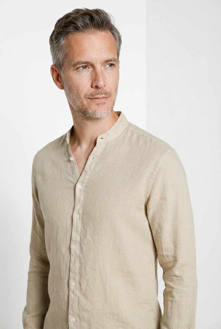 Porto men's shirt in linen canvas ①