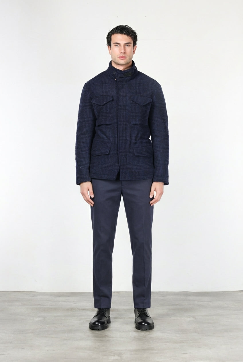 Field Jacket M74 uomo in panno effetto maglia fantasia galles