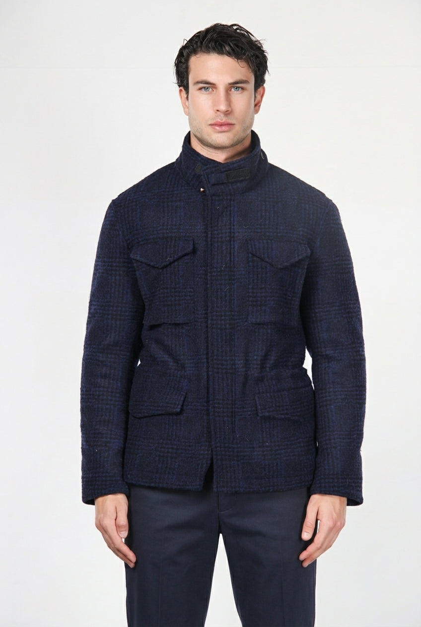 Field Jacket M74 uomo in panno effetto maglia fantasia galles