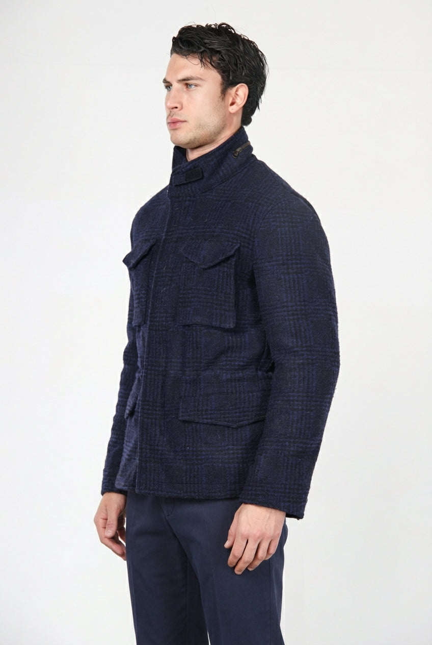 Field Jacket M74 uomo in panno effetto maglia fantasia galles
