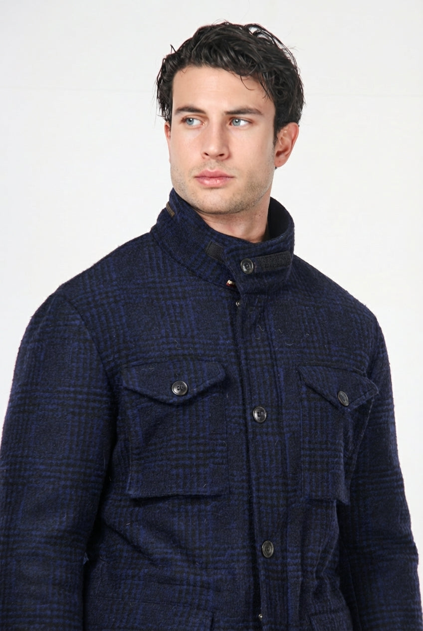 Field Jacket M74 uomo in panno effetto maglia fantasia galles