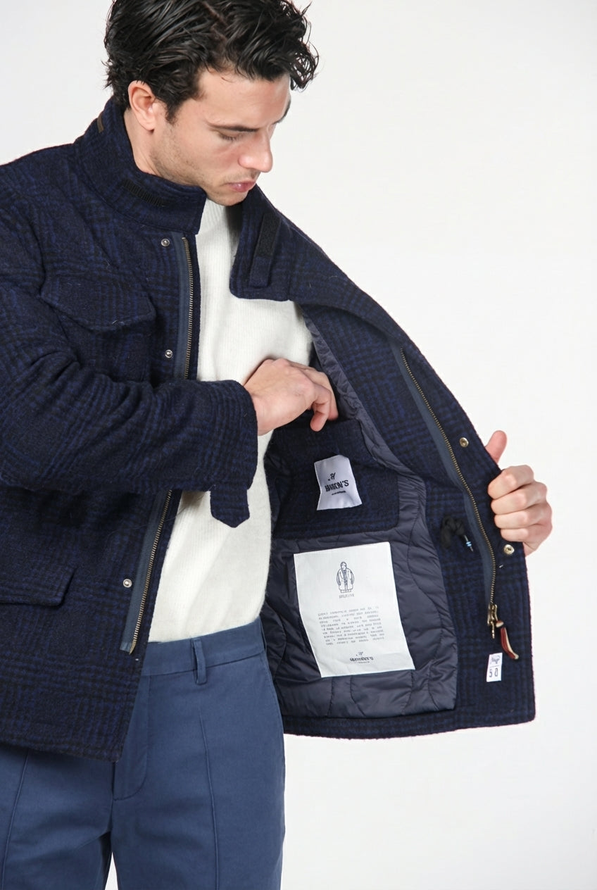 Field Jacket M74 uomo in panno effetto maglia fantasia galles