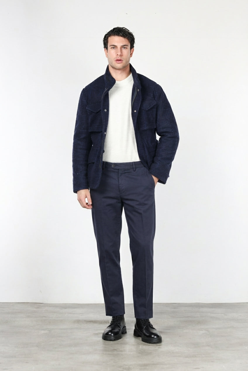 Field Jacket M74 uomo in panno effetto maglia fantasia galles