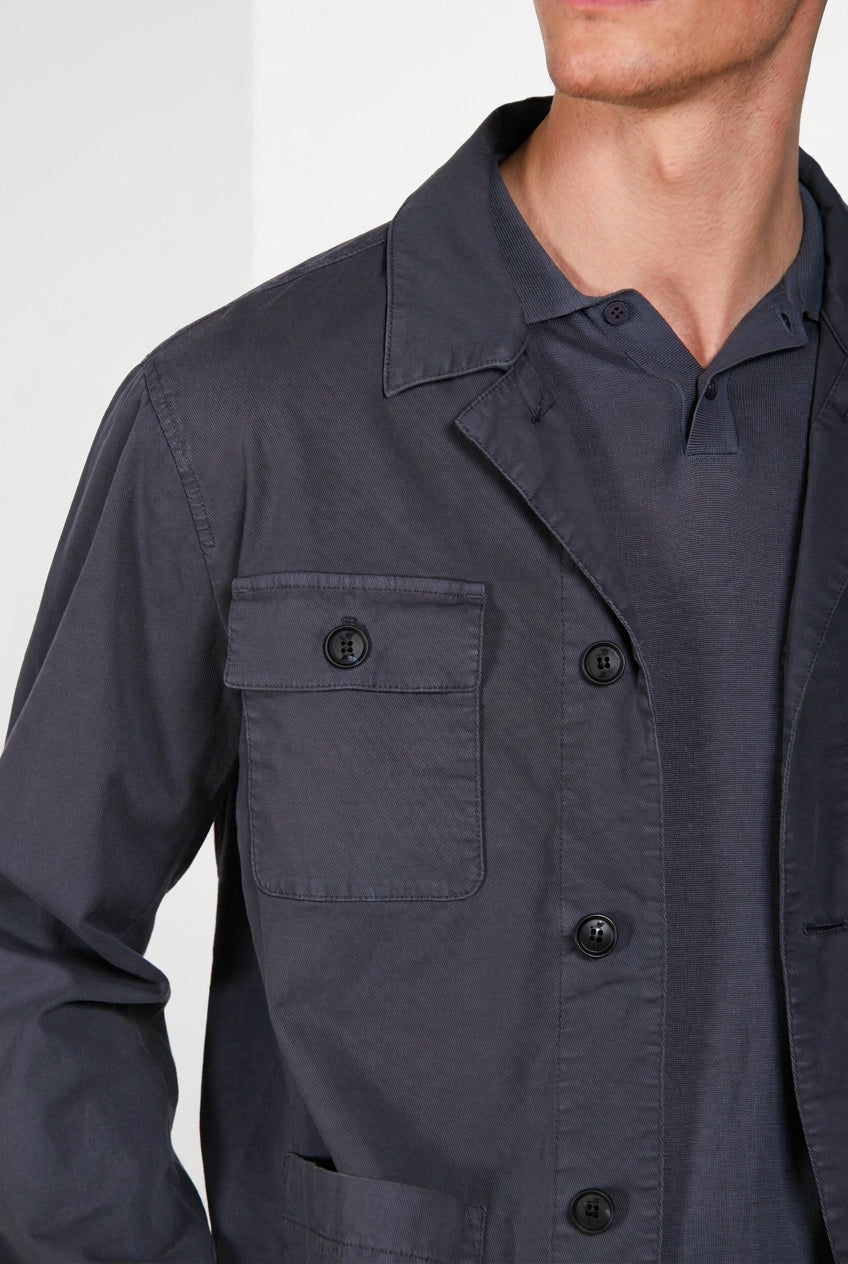 City blouson Jacket Summer homme en cavalry de coton et lin stretch