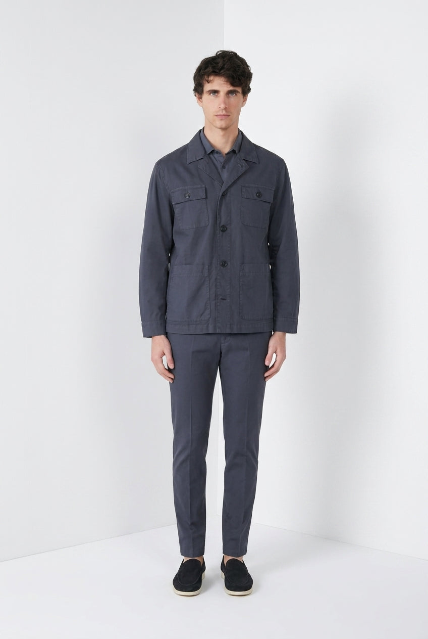 City blouson Jacket Summer homme en cavalry de coton et lin stretch