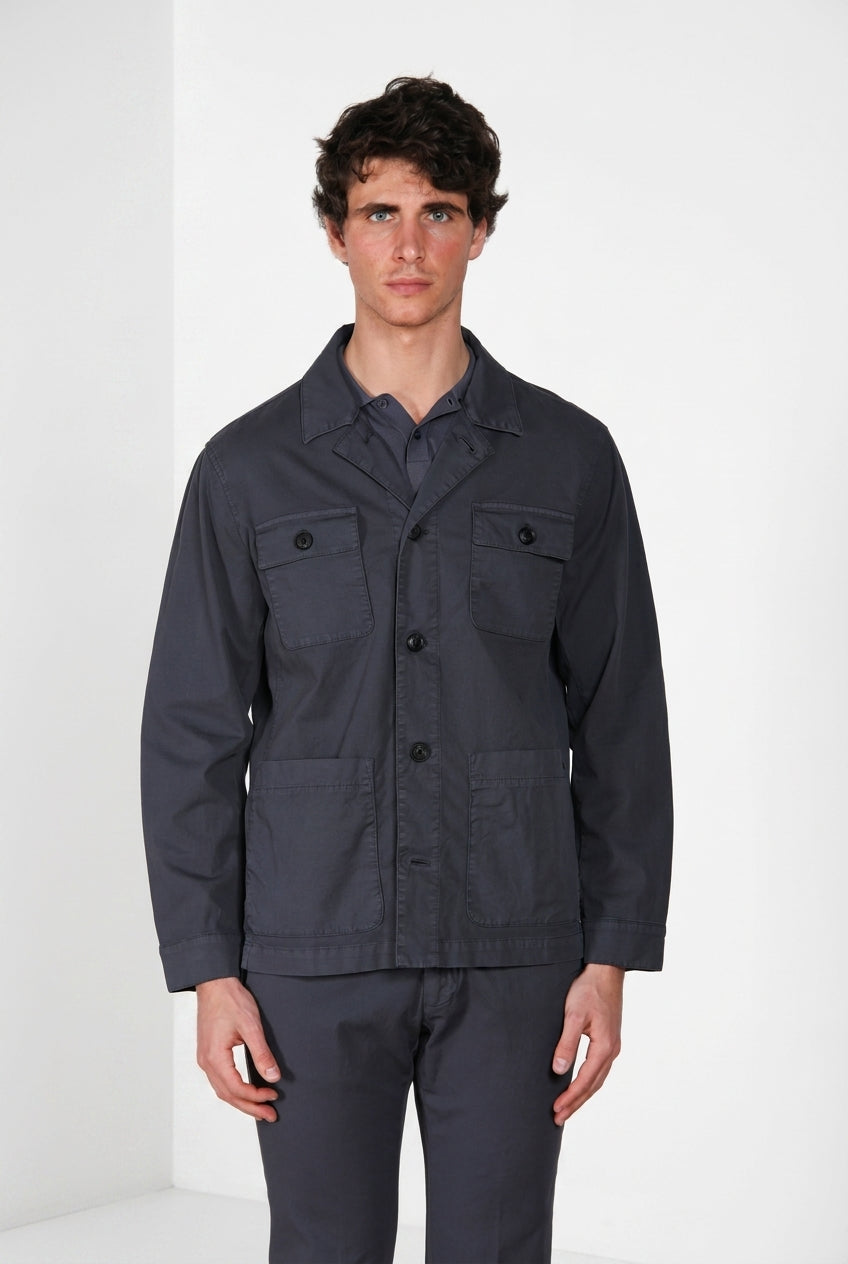 City blouson Jacket Summer homme en cavalry de coton et lin stretch
