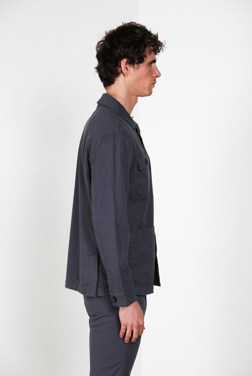 City blouson Jacket Summer homme en cavalry de coton et lin stretch