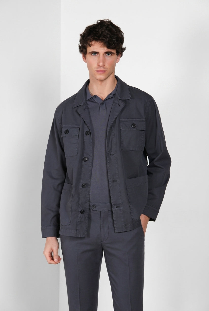 City blouson Jacket Summer homme en cavalry de coton et lin stretch