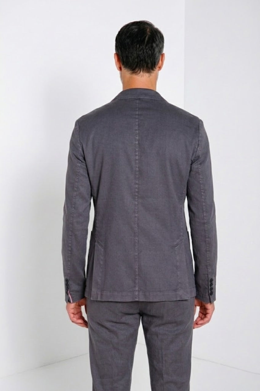 Da Vinci blazer uomo in twill di lino e cotone