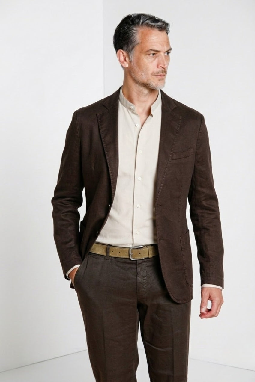 Da Vinci blazer homme en twill de lin et coton