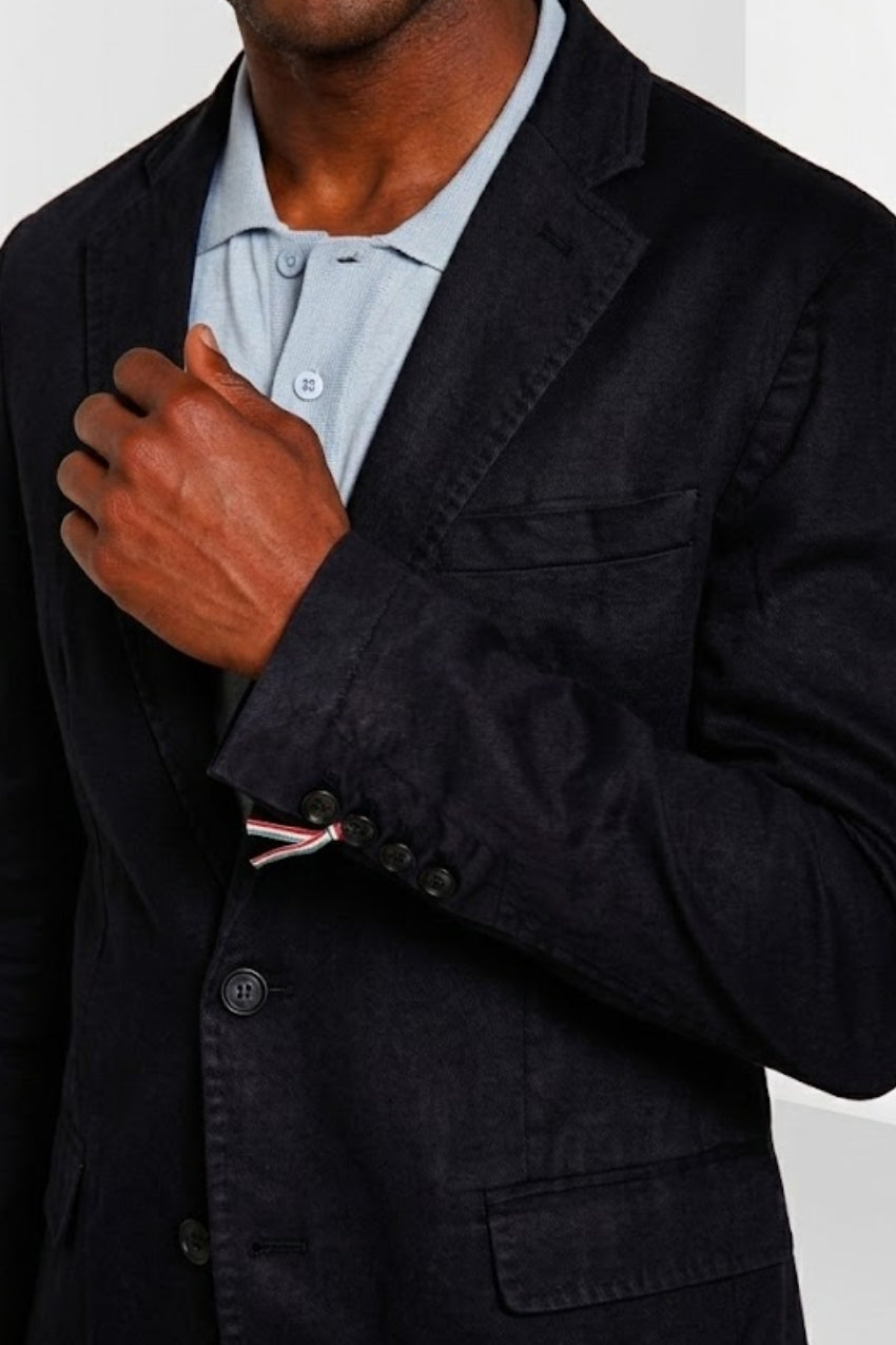 Da Vinci blazer uomo in twill di lino e cotone