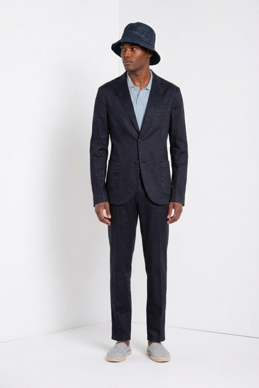 Da Vinci blazer uomo in twill di lino e cotone
