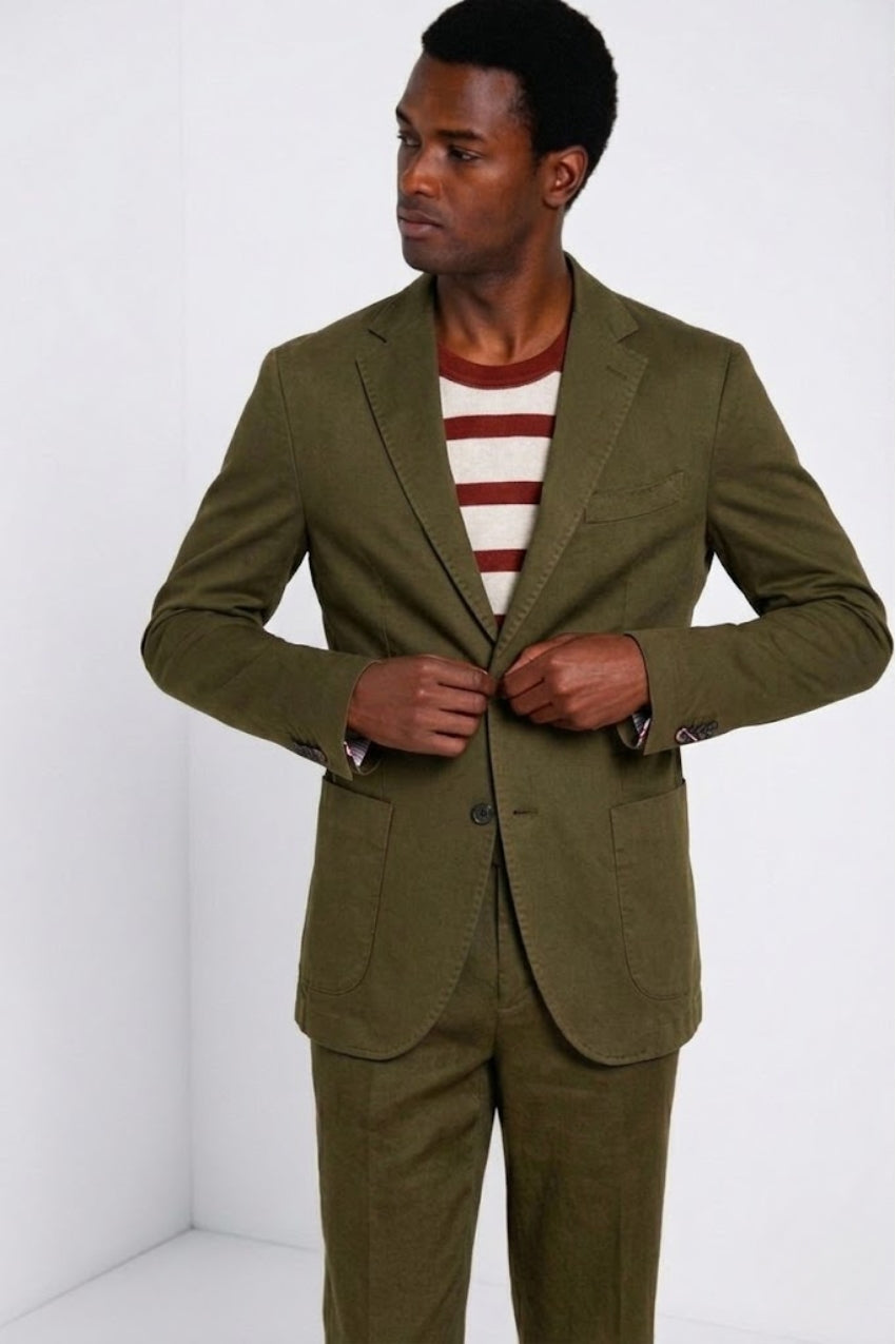 Da Vinci blazer uomo in twill di lino e cotone