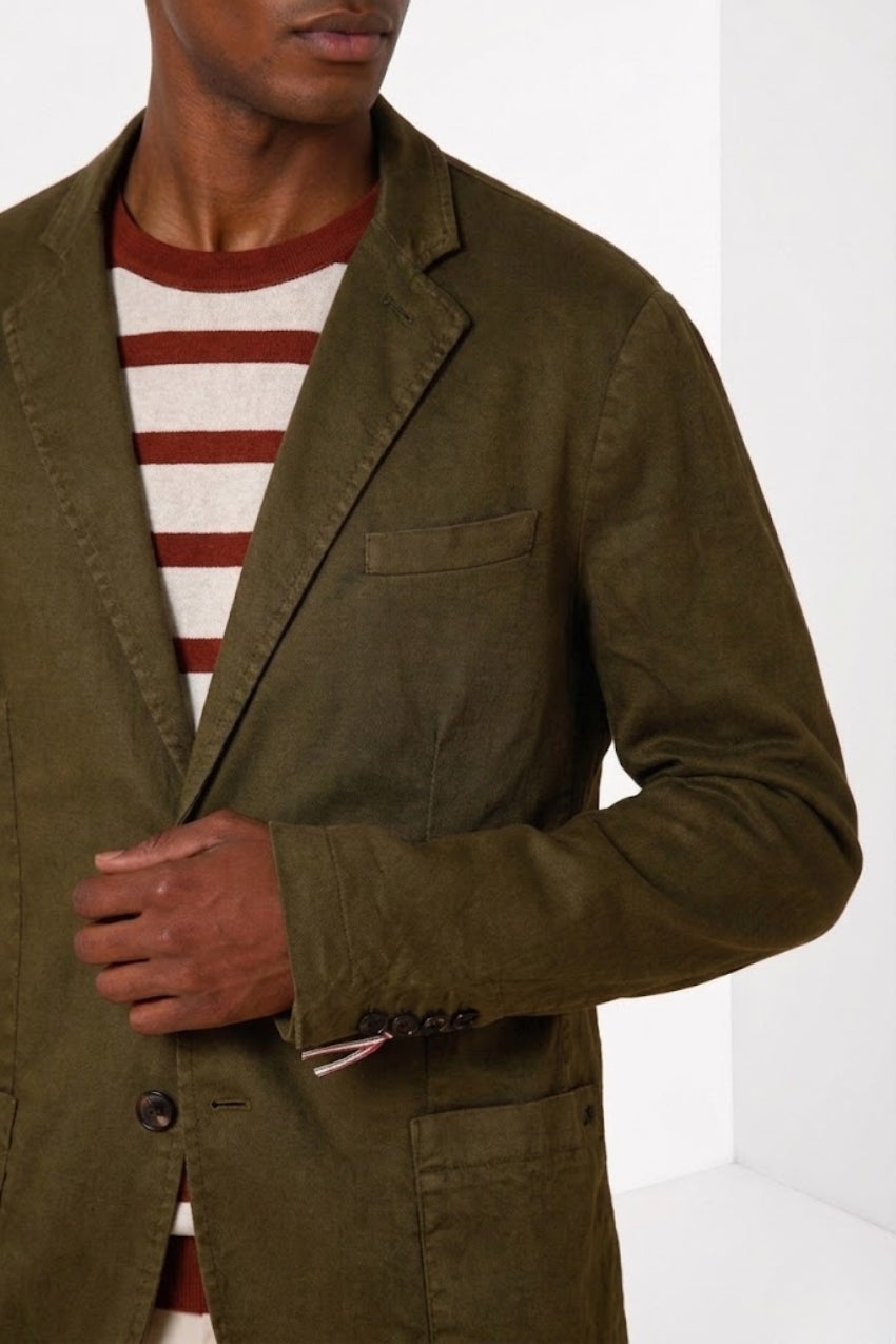 Da Vinci blazer uomo in twill di lino e cotone