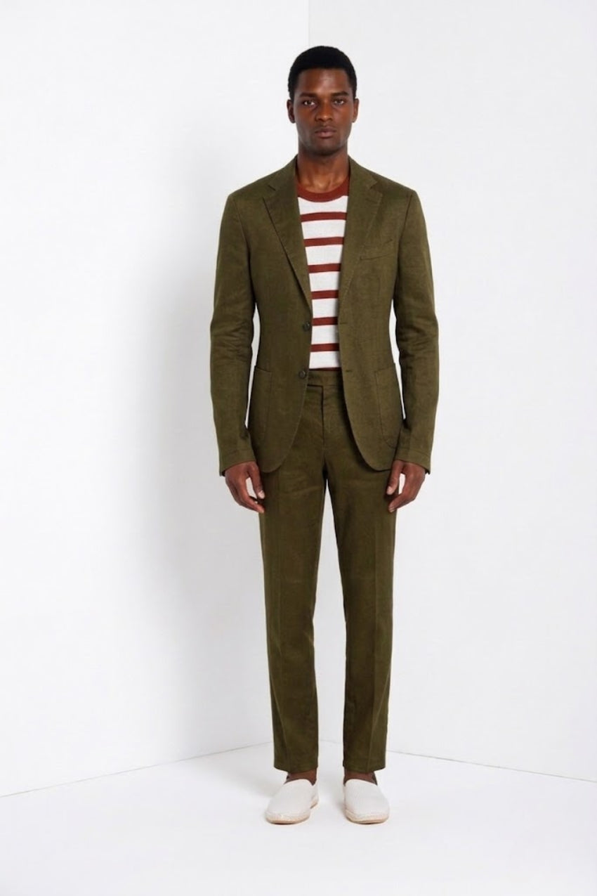 Da Vinci blazer uomo in twill di lino e cotone