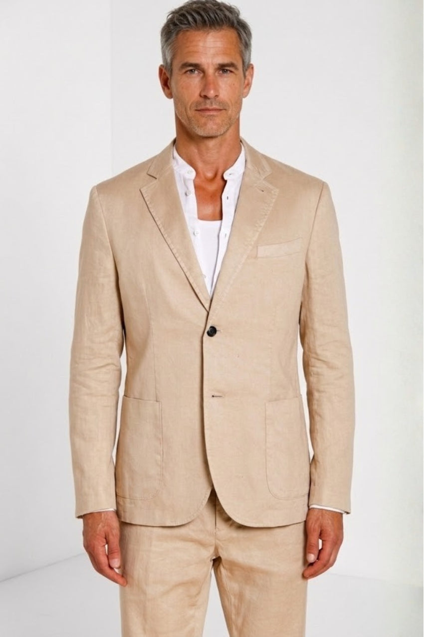 Da Vinci blazer homme en twill de lin et coton