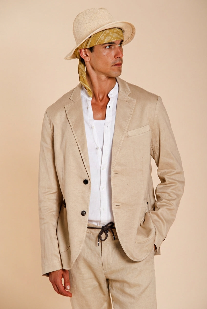 Da Vinci blazer uomo in twill di lino e cotone