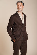 Da Vinci blazer uomo in twill di lino e cotone