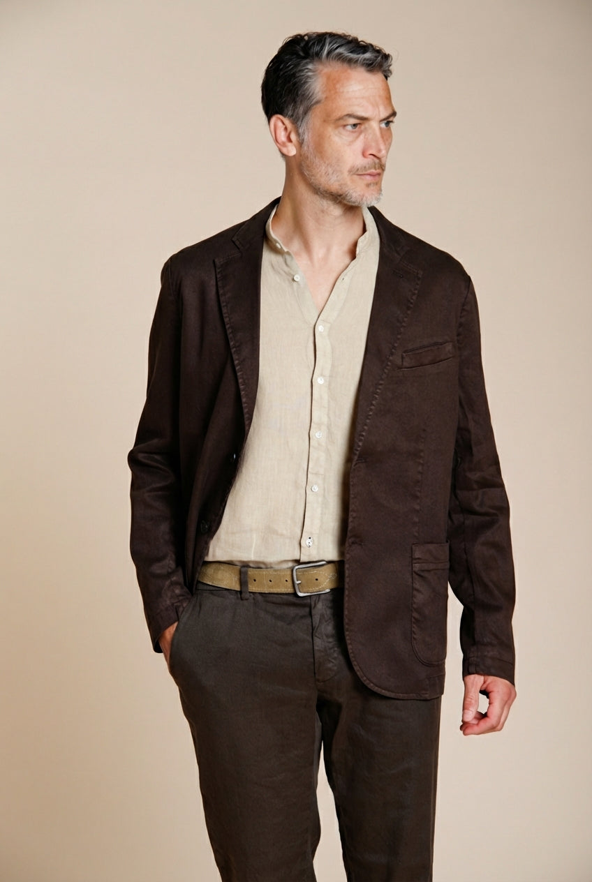 Da Vinci blazer uomo in twill di lino e cotone