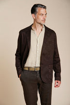 Da Vinci blazer uomo in twill di lino e cotone