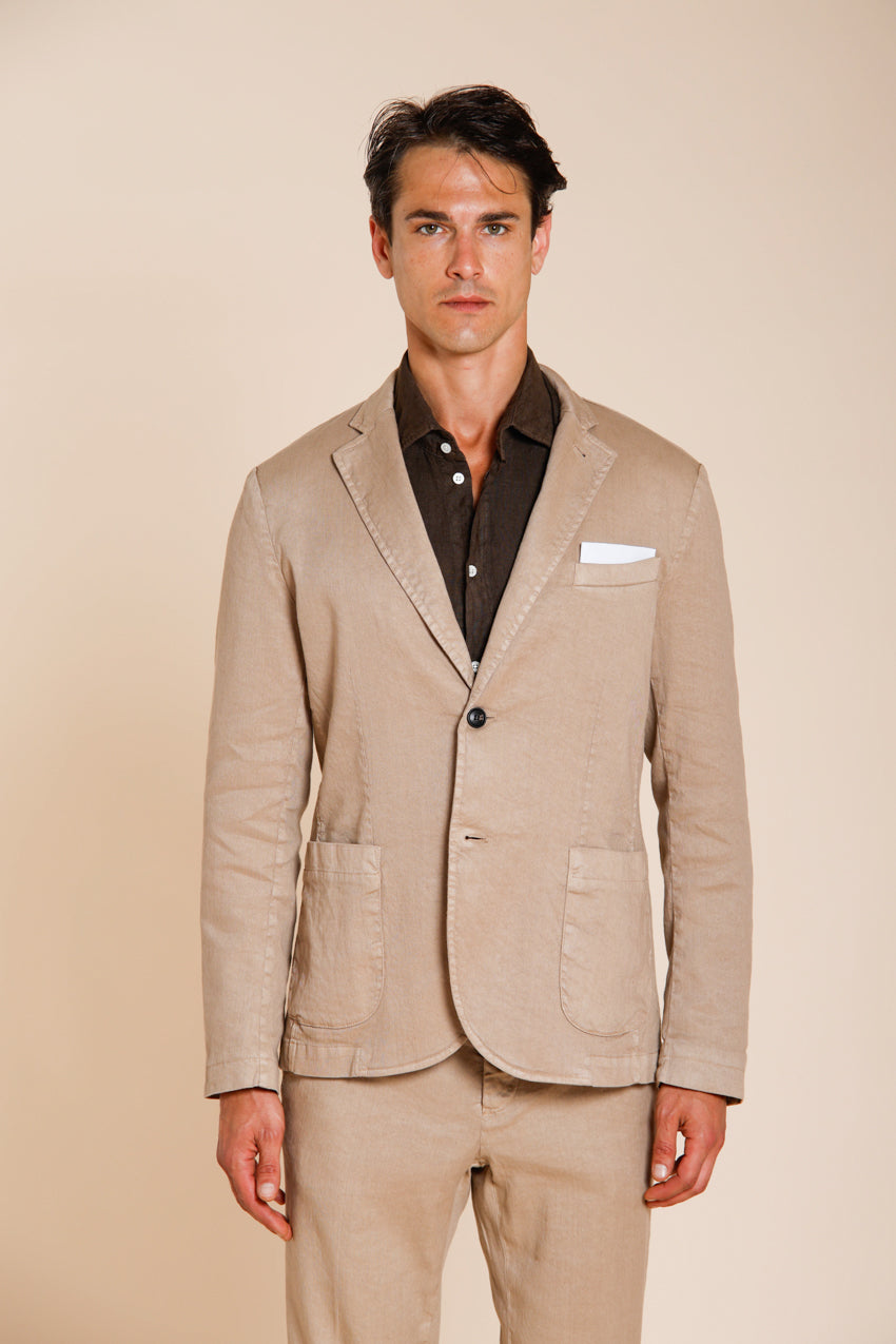 Da Vinci blazer uomo in twill di lino e cotone