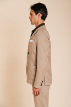 Da Vinci blazer uomo in twill di lino e cotone