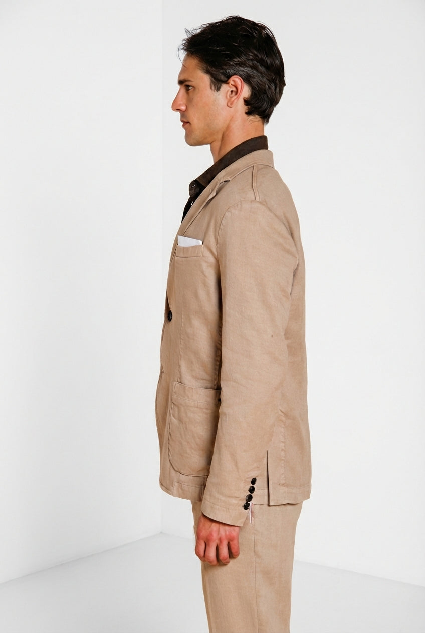 Da Vinci blazer homme en twill de lin et coton