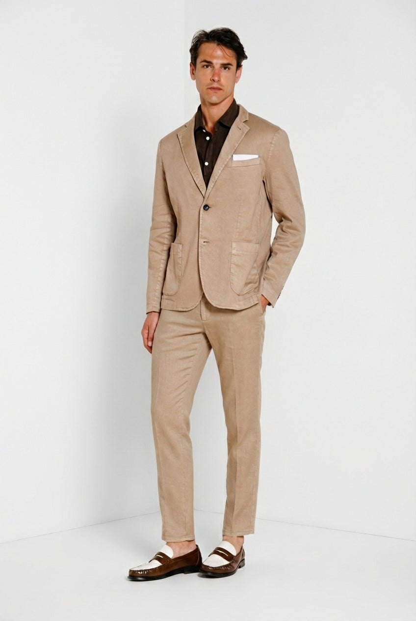 Da Vinci blazer homme en twill de lin et coton