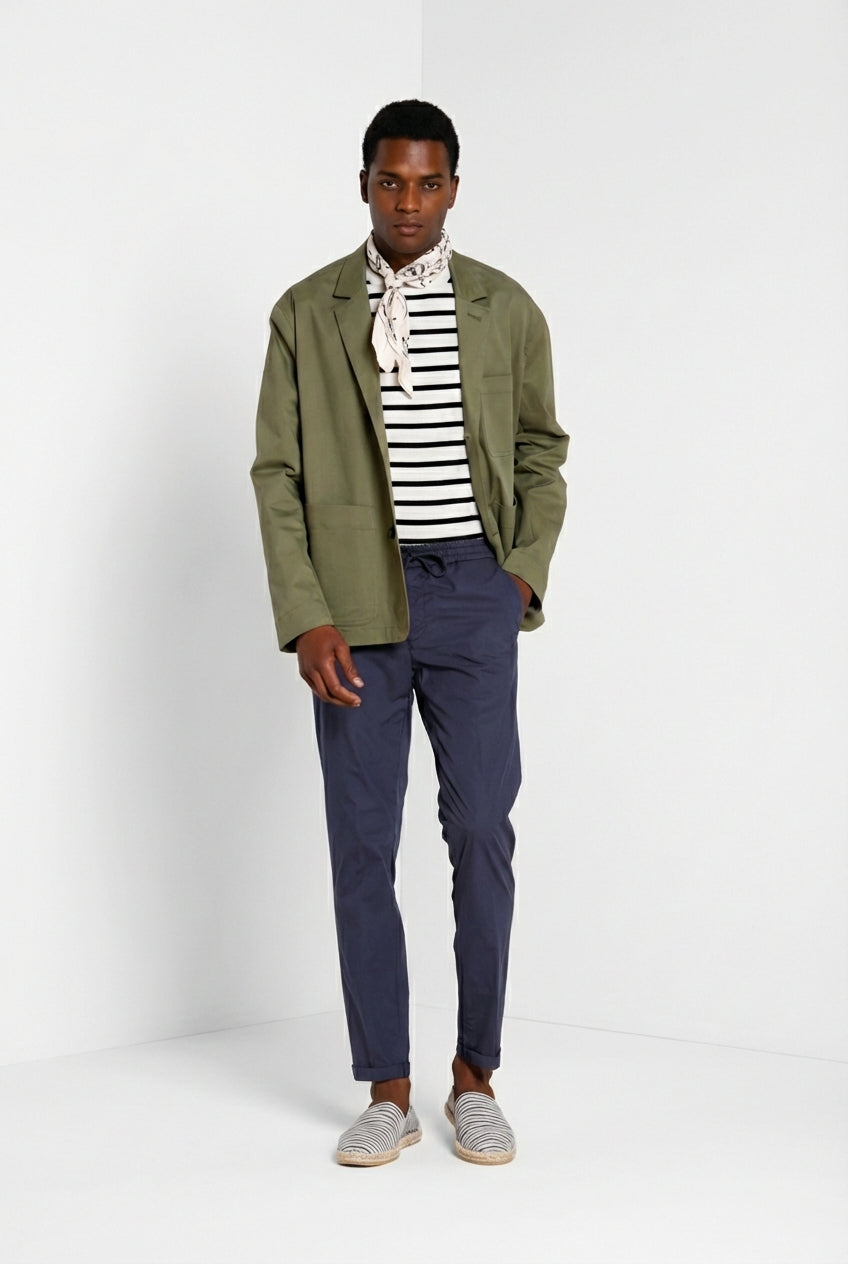 New York Sack pantalone chino jogger uomo in tela paracadute lyocell e cotone regular fit