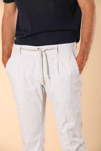 New York 1 Pinces City String aus Baumwoll-Seersucker mit Hahnentritt-Muster Regular Fit