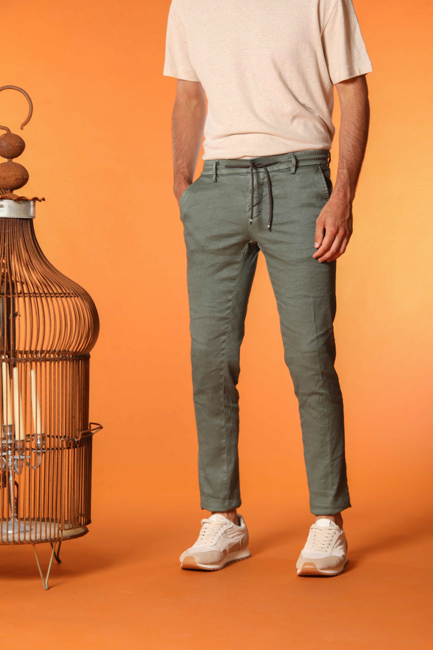 Milano Jogger Herren Hose aus Leinen-Baumwoll-Twill Extra Slim Fit