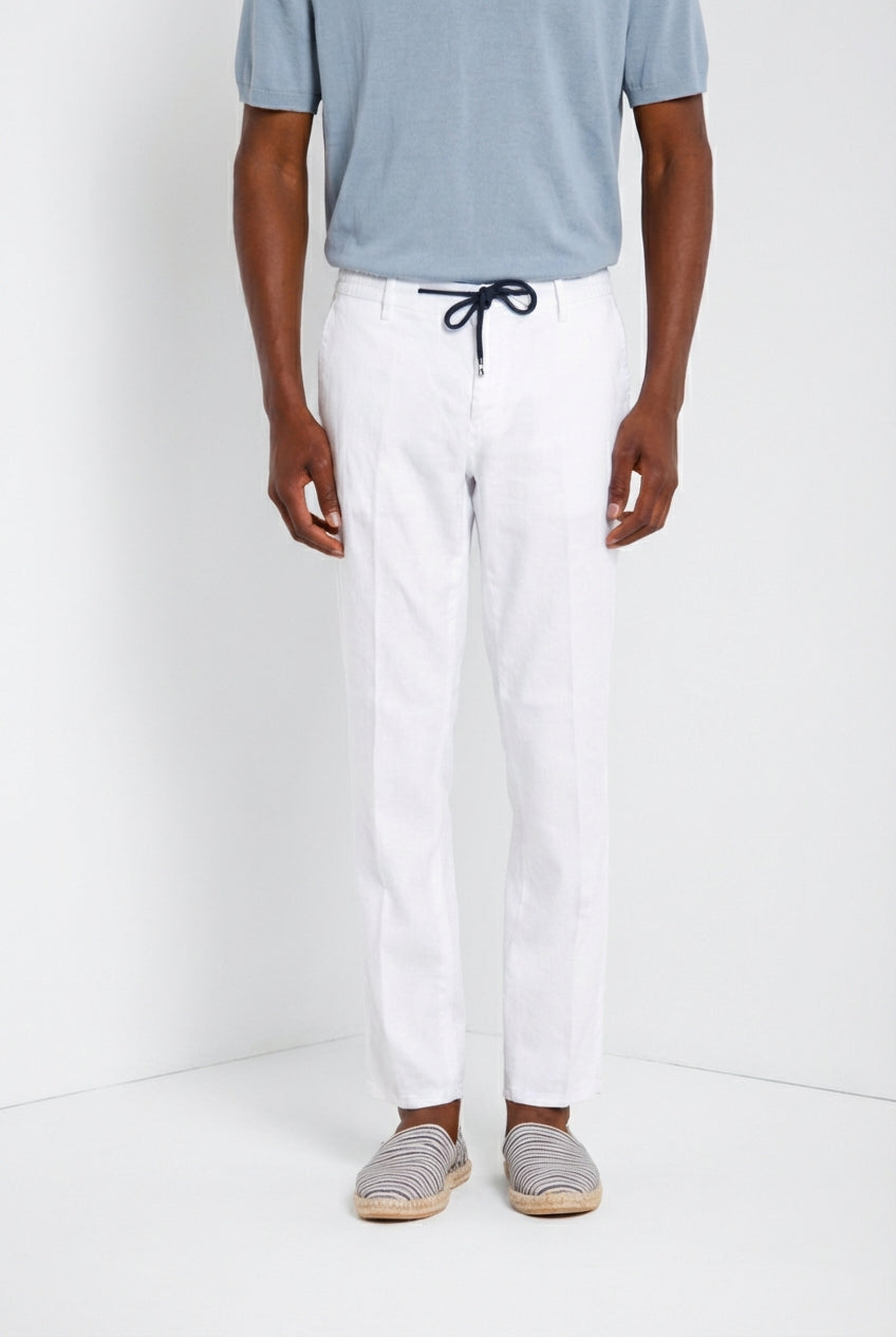 Milano Jogger pantalone chino uomo in twill di lino e cotone extra slim fit