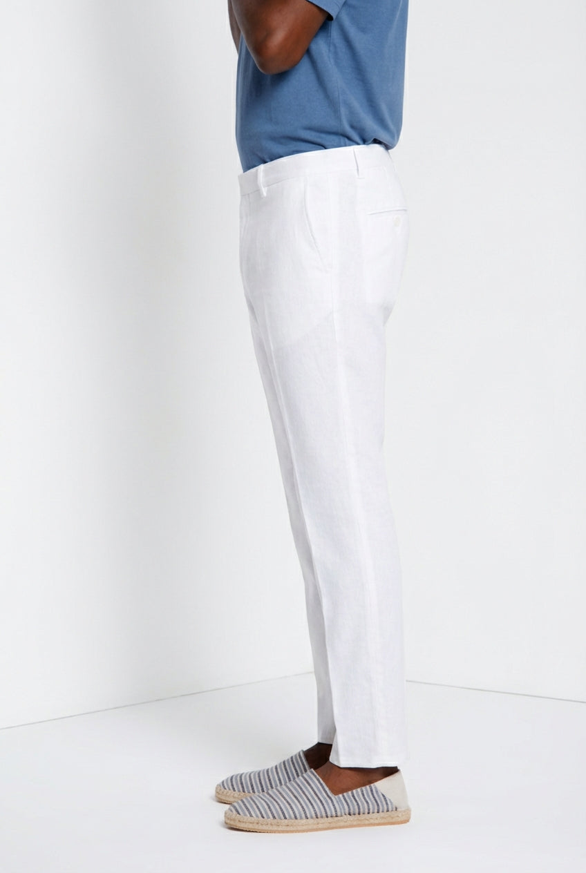 Milano Jogger pantalon chino homme en twill de lin et coton extra slim fit