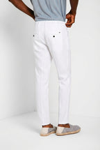 Milano Jogger pantalone chino uomo in twill di lino e cotone extra slim fit