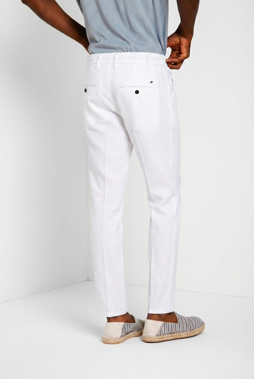 Milano Jogger pantalone chino uomo in twill di lino e cotone extra slim fit