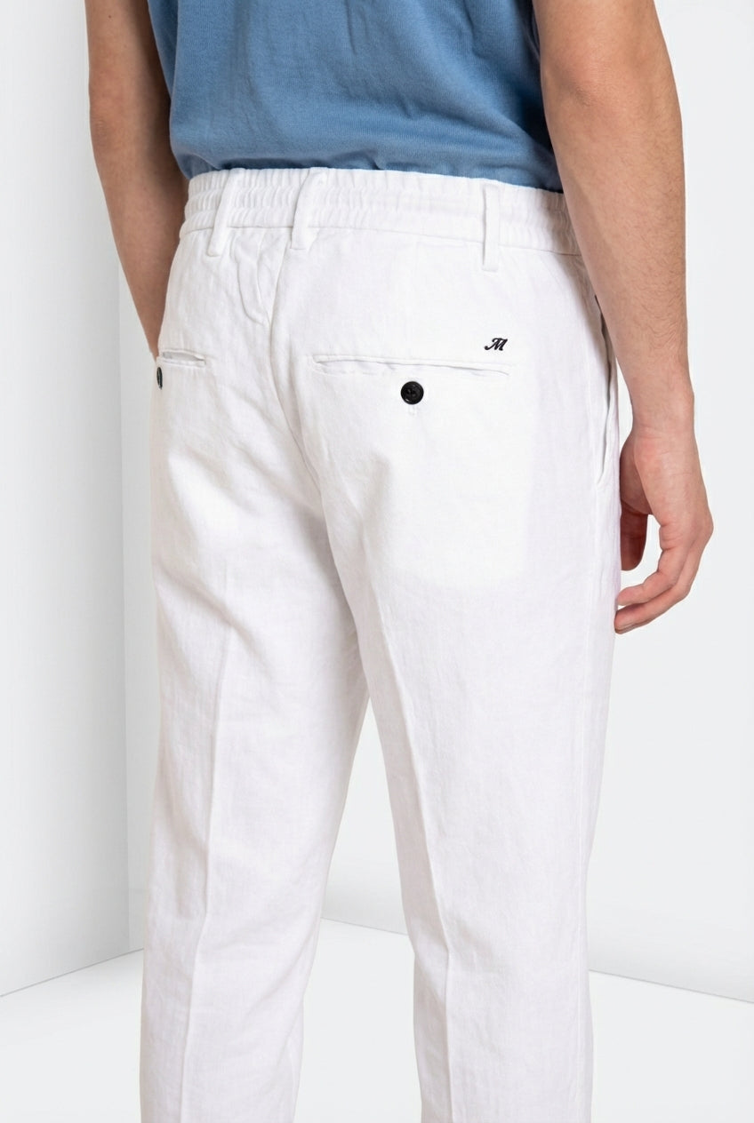 Milano Jogger pantalon chino homme en twill de lin et coton extra slim fit