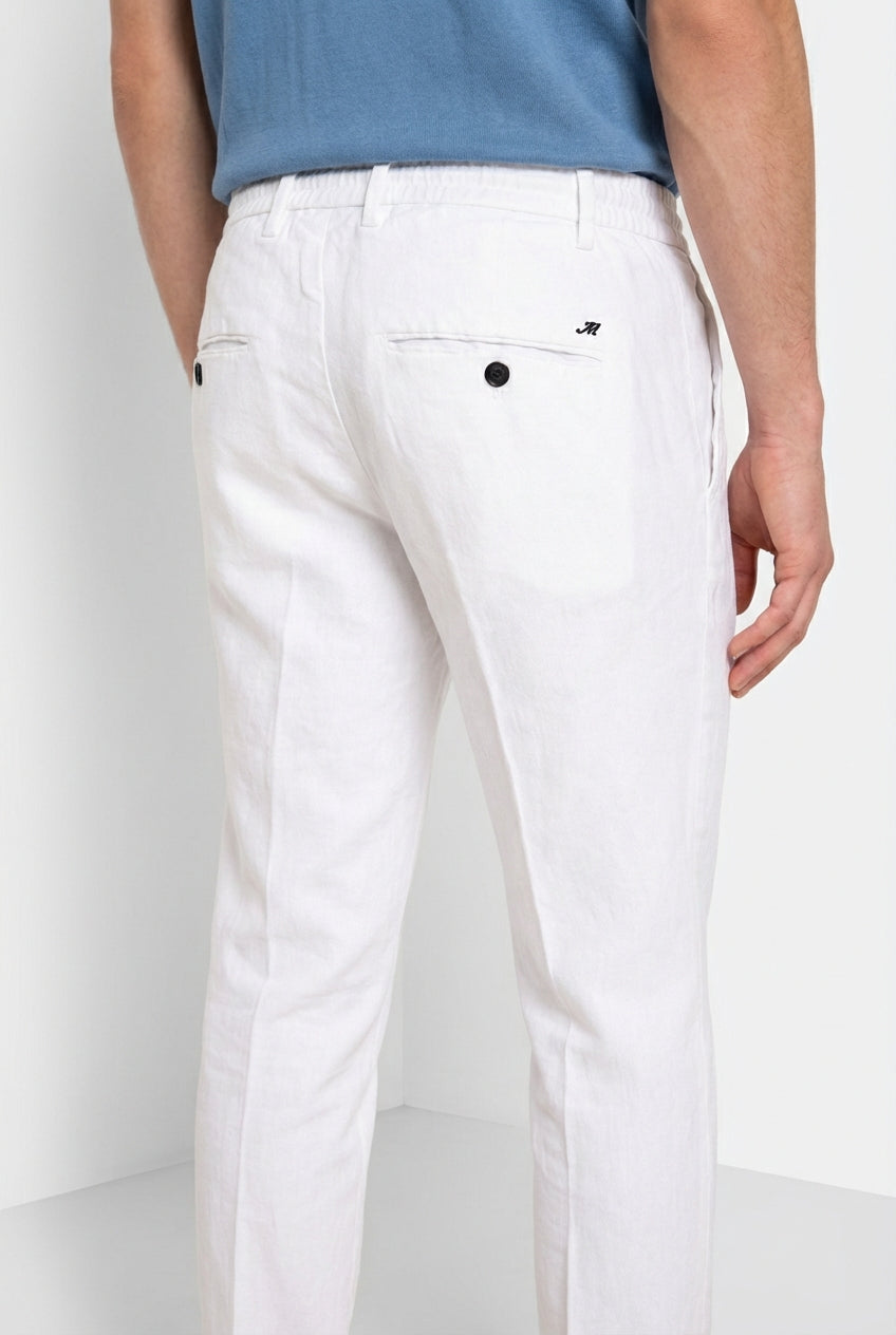 Milano Jogger pantalone chino uomo in twill di lino e cotone extra slim fit