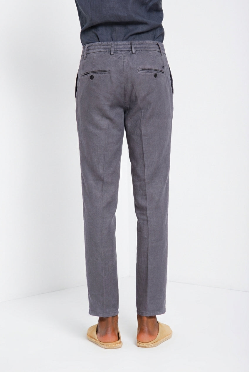 Milano Jogger men's chino pants in linen and cotton twill extra slim fit