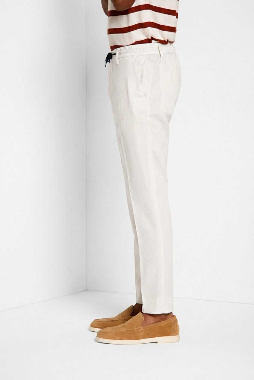 Milano Jogger pantalon chino homme en twill de lin et coton extra slim fit