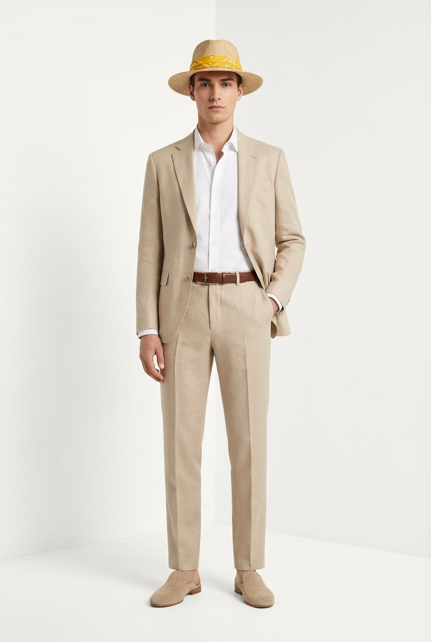 Milano Jogger pantalon chino homme en twill de lin et coton extra slim fit