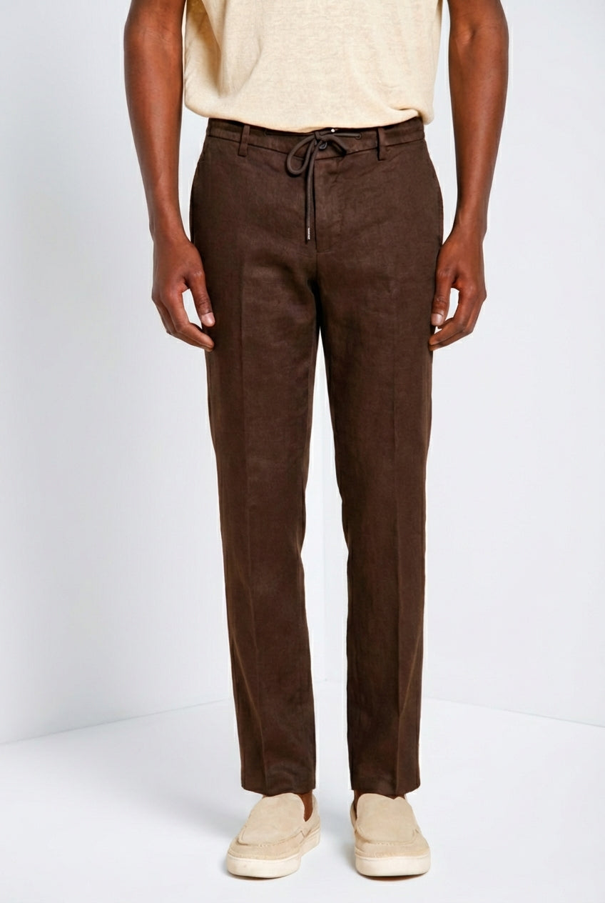 Milano Jogger pantalon chino homme en twill de lin et coton extra slim fit