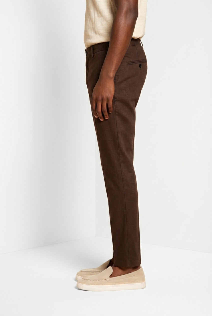 Milano Jogger men's chino pants in linen and cotton twill extra slim fit
