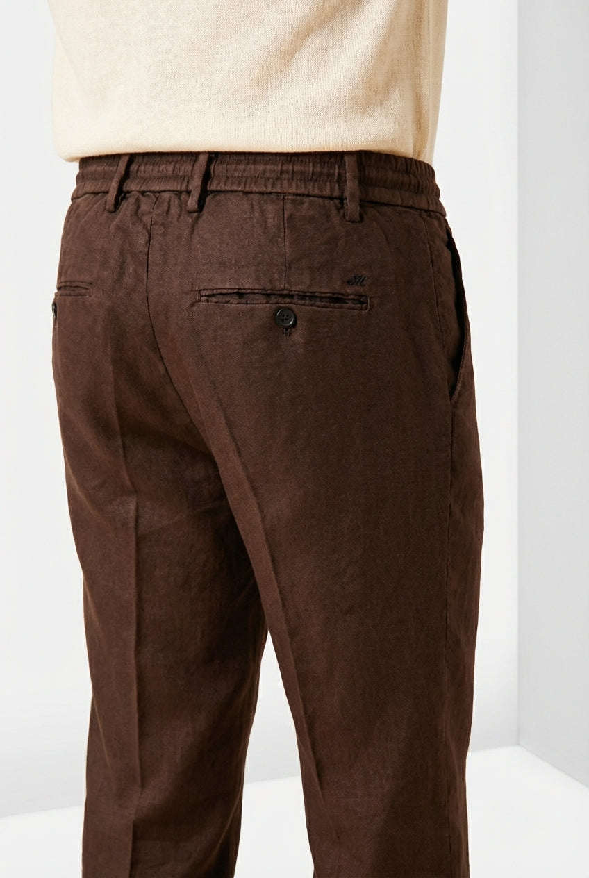 Milano Jogger pantalon chino homme en twill de lin et coton extra slim fit